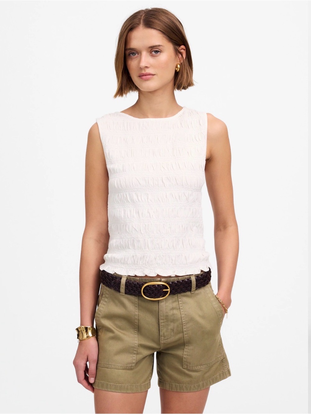 NEW MADEWELL The Brynn Utility Shorts KHAKI TAN SZ 23 (13” waist laying flat)